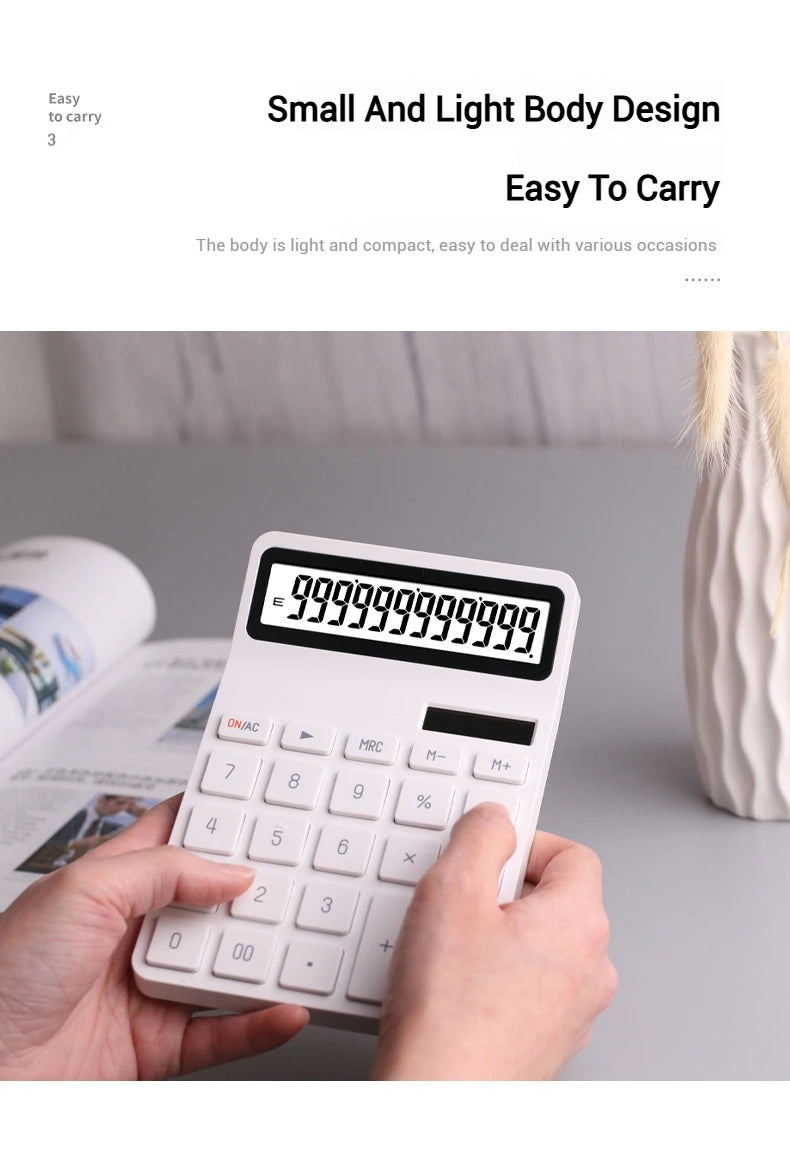 Solar Calculator with Dual Power Supply, 12 Digits, Electronic Calculator, Home, Office, School, Financial, accounting Tools
