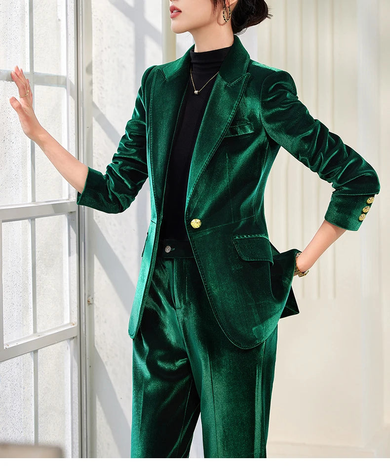 Yitimuceng 2025 New Fashion Office Women Two Piece Set of Fashionable Slim Fit Single Button Long Sleeved Women Long Pants Set
