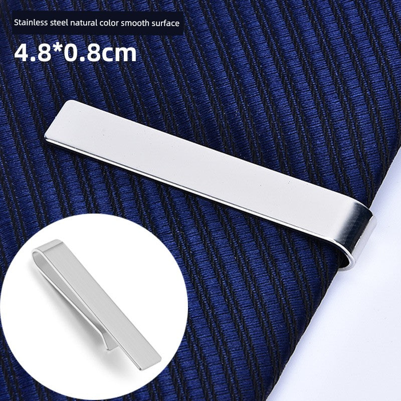 Tie Clip Male Minimalist Silver Fashion Formal Wear All-Match Tie Clip Sub Neckline Clip Laser Sculpture Laser Company Logo