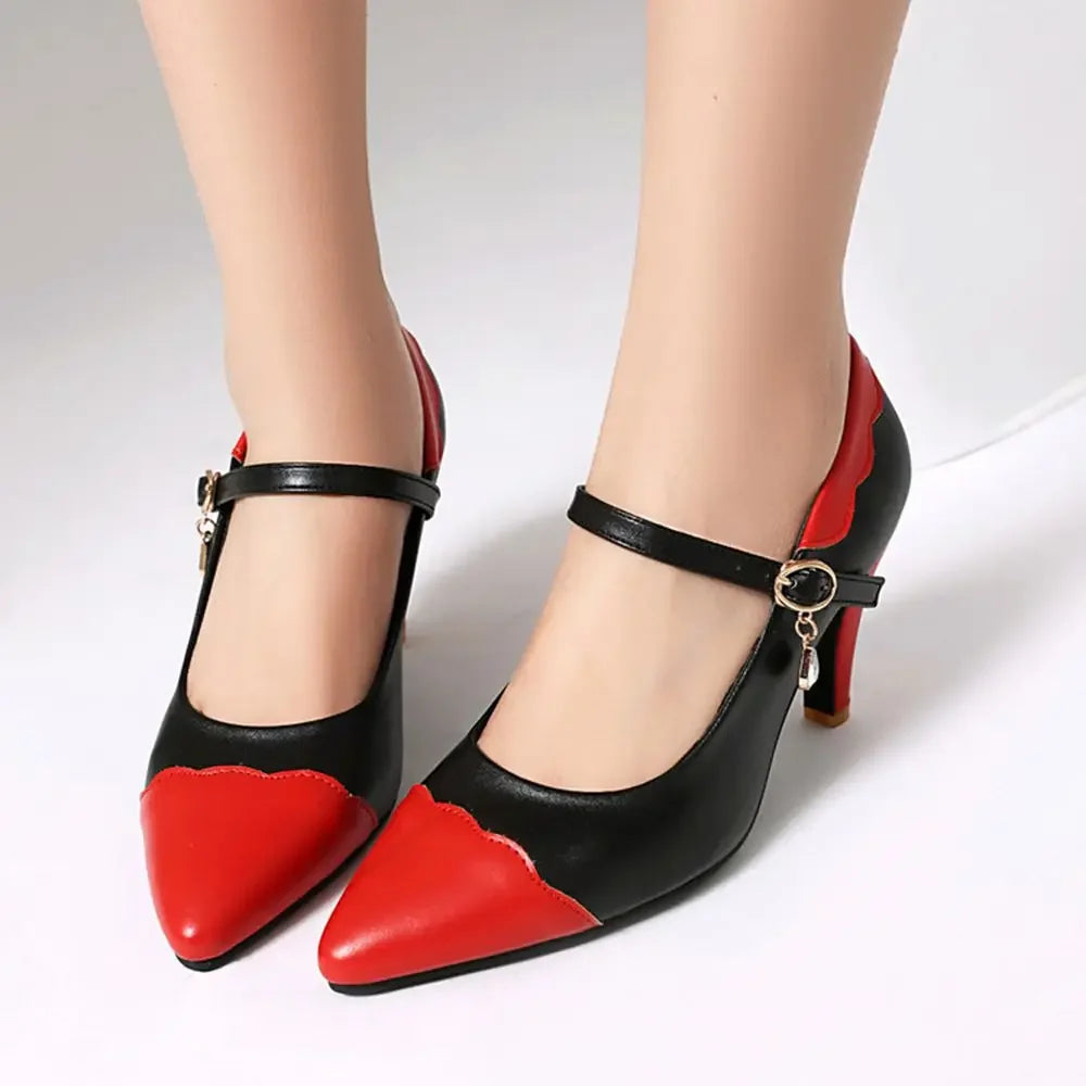 Zapatos De Mujer New Elegant Fahsion Women Shoes High Heels Buckle Strap Pointed Toe Pumps Wedding Shoes Bride Big Size 46 2513