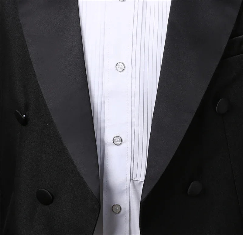 Men's Tuxedo Costume Vintage Formal Tailcoat Slim Fit Peak Lapel Suit Tux Pants Tail Coat Singer Magician Stage Jacket Outfits
