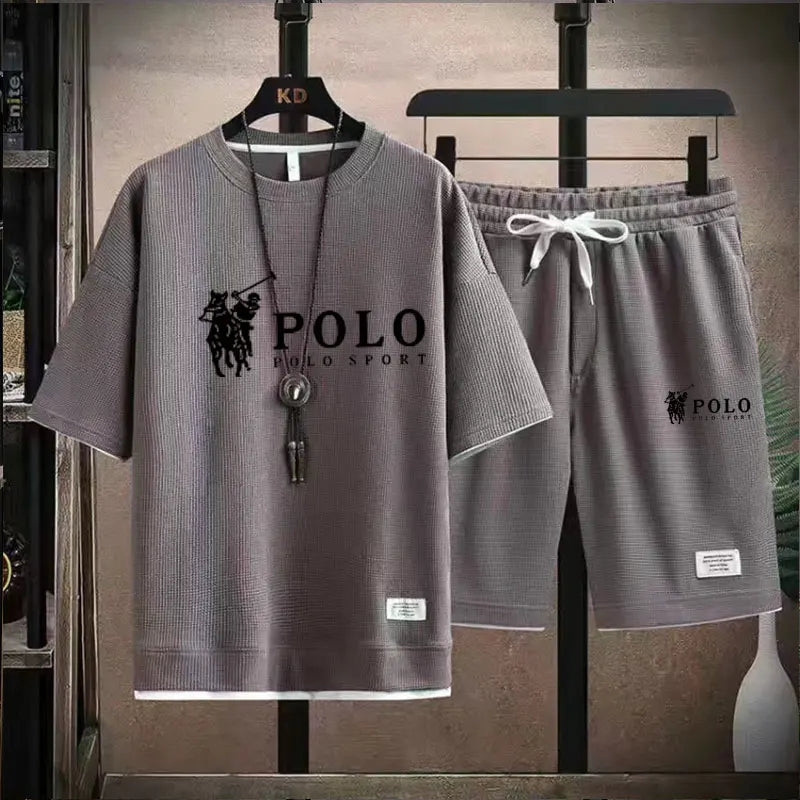 Men's short sleeved T-shirt and sports shorts set casual sportswear Korean fashion summer