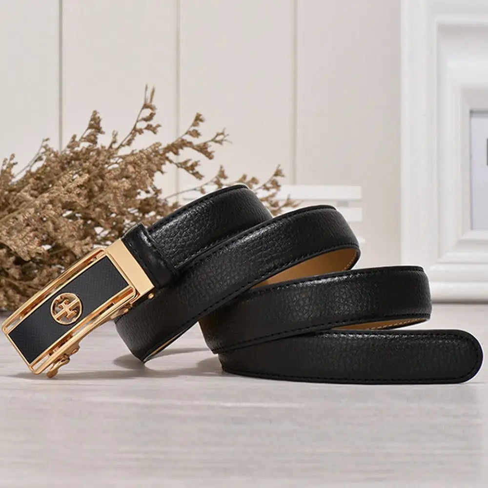 Casual Elegant Luxury Famous Designer Genuine Leather Belt Ladies Dress Belts Pants Bands Automatic Buckle Waistband