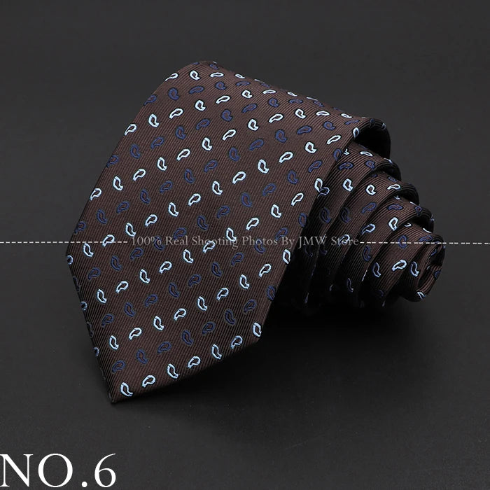 New Design Wedding Men Tie Brown Solid Striped Paisley Flower Neckties Men Business Dropshipping Groom Collar Accessories Gift