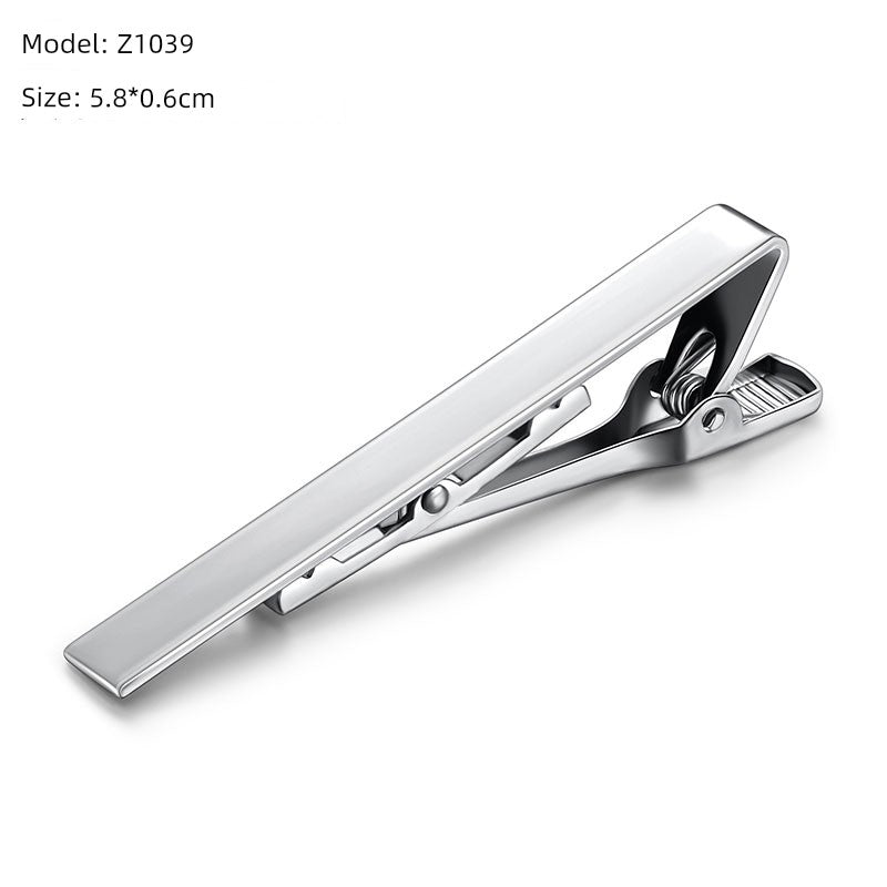 Tie Clip Male Minimalist Silver Fashion Formal Wear All-Match Tie Clip Sub Neckline Clip Laser Sculpture Laser Company Logo