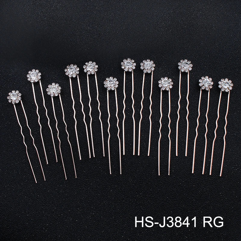 Fashion U-shaped Pin Metal Barrette Clip Pearl Hairpins For Bride Flower Clear Crystal Tiara Wedding Jewelry Hair Accessories