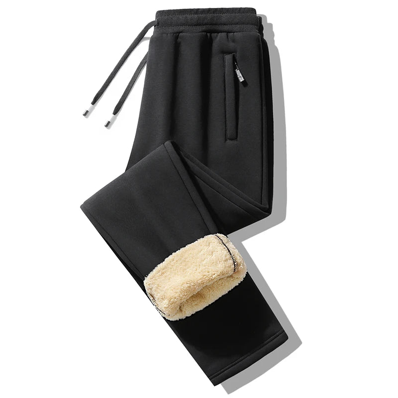 Thermal Pants for Men Winter Fleece Lined Sweatpants Thick Warm Sherpa Lined Plus Size Outdoor Casual Trousers Man