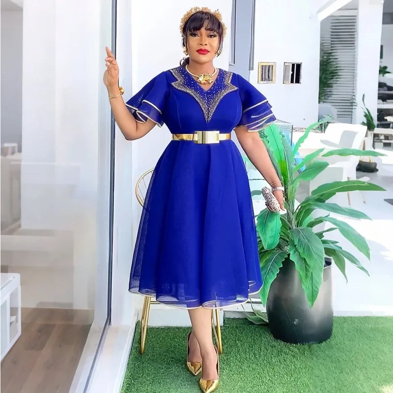 African Dresses Plus Size Elegant Dress Africa Clothes Dashiki Ankara Turkey Outfit Wedding Soiree Party for Women Summer Season