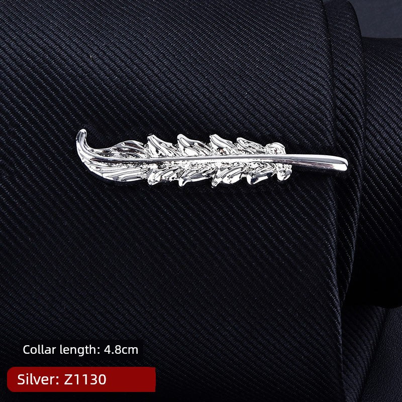 Tie Clip Male Minimalist Silver Fashion Formal Wear All-Match Tie Clip Sub Neckline Clip Laser Sculpture Laser Company Logo