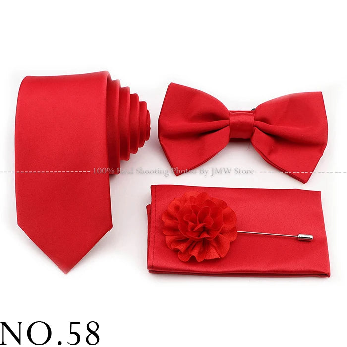 Hot Sale Purple Pink Sage Green Tie Set Polyester Necktie Bowtie Cufflink Brooch For Groom Suit Wedding Cravat Shirt Accessory