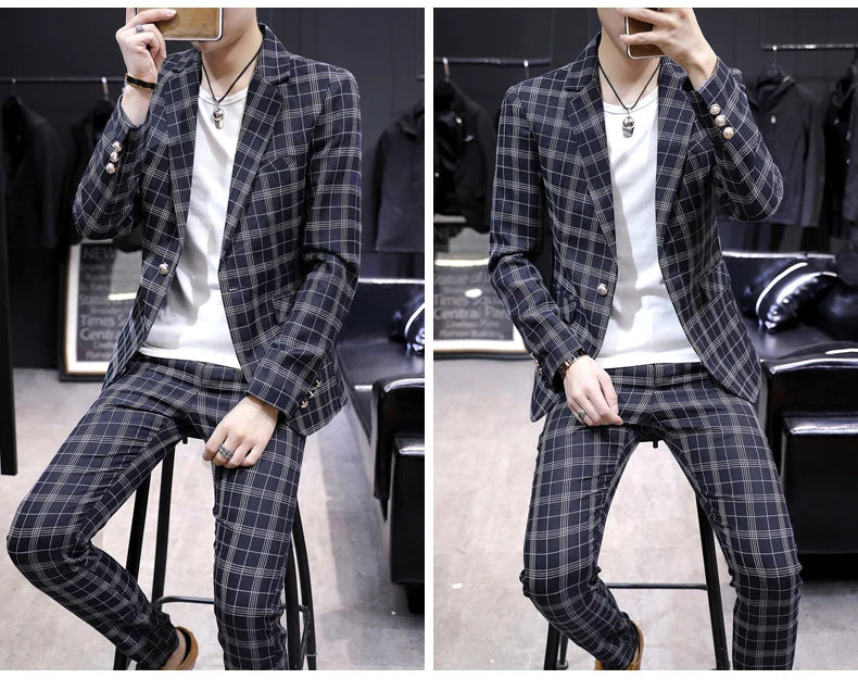 Casual suit jacket fashion loose luffian handsome suit senior sense top single business formal Korean student suit
