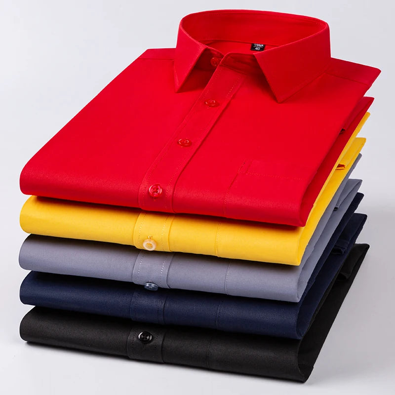 New Men's White Business Shirt Autumn Long Sleeve Leisure Plus Size Big 11XL 10XL 9XL Patchwork Black Yellow Social Dress Shirts