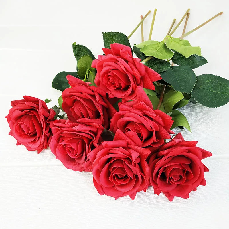 Wedding Decorations 12pcs/Lot Rose Latex Artificial Flowers Floral Silk Real Touch Rose Flowers Home Birthday Party Bouquet