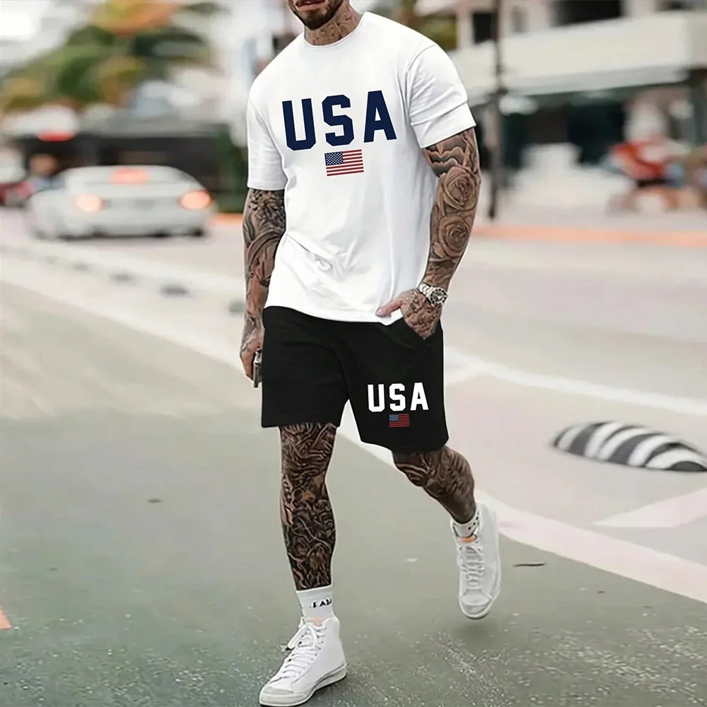 Men's Clothing Suits Summer Casual Breathable Refreshing Suit Print 3D Letters Oversized Fashion Men's Shirt Short Sleeve XS-6XL