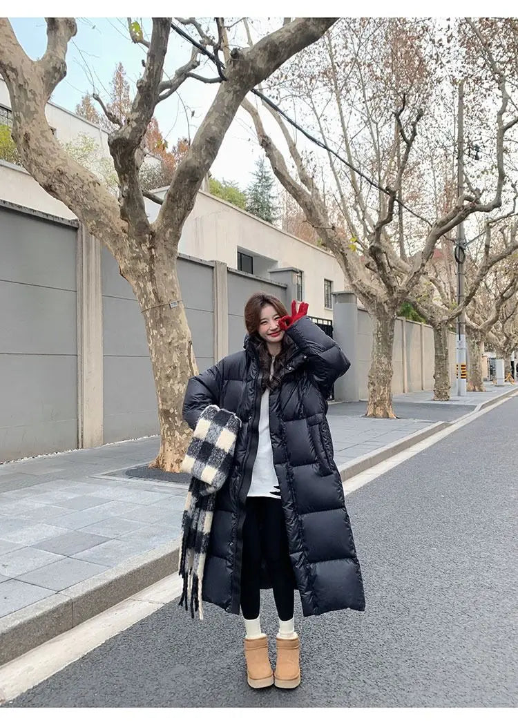 Winter Women Clothing Warm Long Parka Thick Over-the-knee Puffer Jacket Zipper Black Cotton-padded Coats Windproof Jackets New