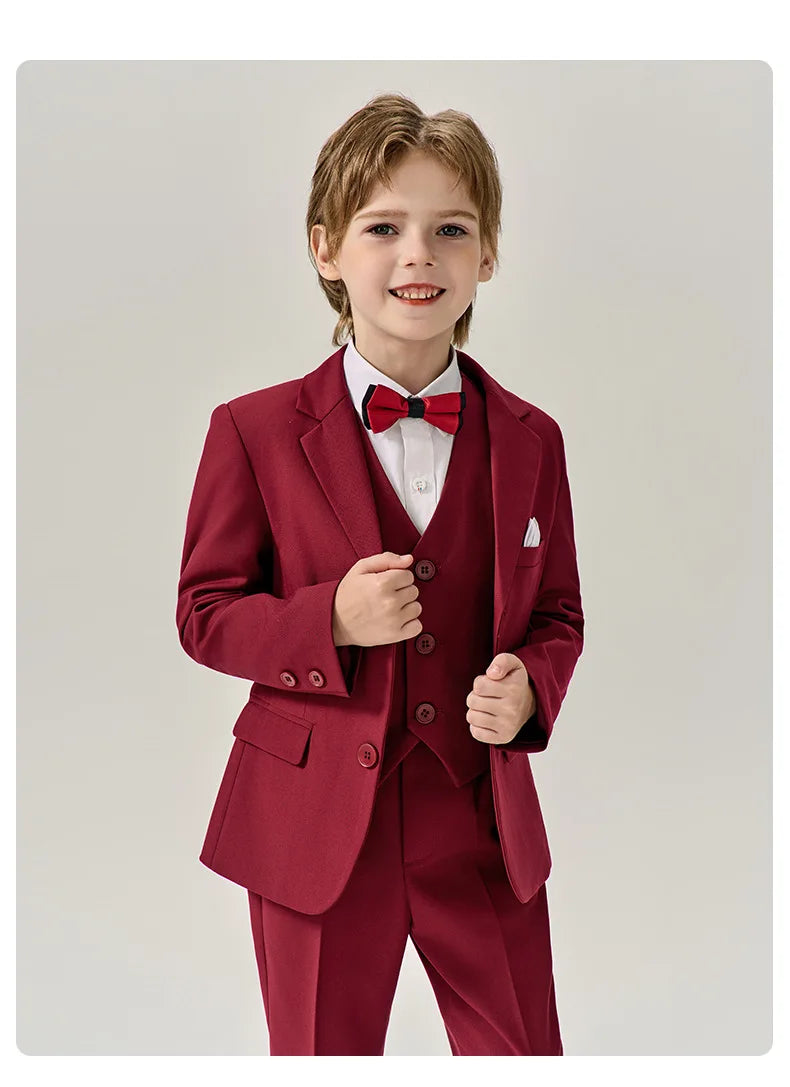 Prince Kids Green Jakcet Vest Pants Bowtie Piano Party Dress Boys Wedding Ceremony Photograph Suit Children Performance Costume