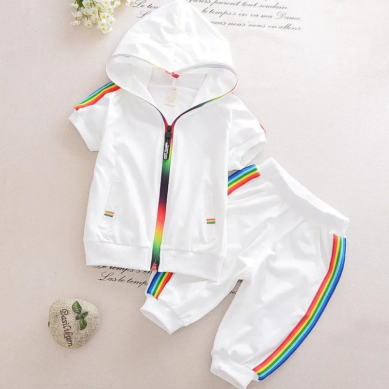 New Summer Baby Girl Clothes Boys Clothing Children Fashion Hooded Shirt Shorts 2Pcs/Sets Toddler Casual Costume Kids Tracksuits