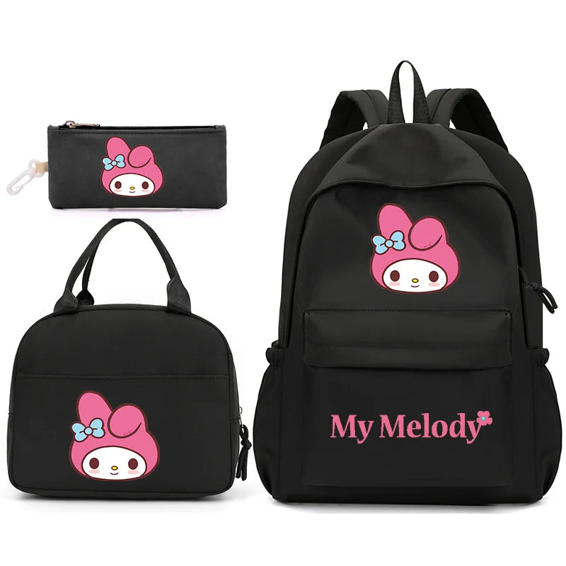3pcs/Set My Melody Backpack with Lunch Bag for Teenagers Student School Bags Casual Comfortable Travel Set
