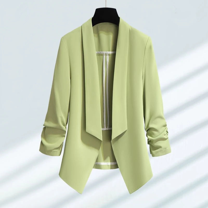 Women Spring Summer Green Blazer Pants Two Pieces Sets 2025 Office Lady Graceful Thin Suit Jacket Trousers Outfits Work Clothing