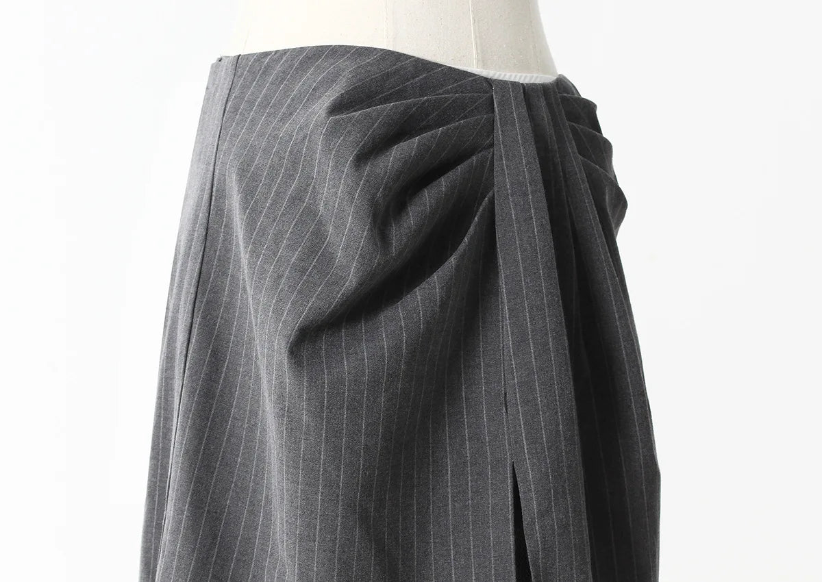 ZMEENNA Gray Stripe Patchwork Skirt Gauze Pants 2 Piece Sets For Women 2025 Spring Fashion Female New Elegant Pants ZM616