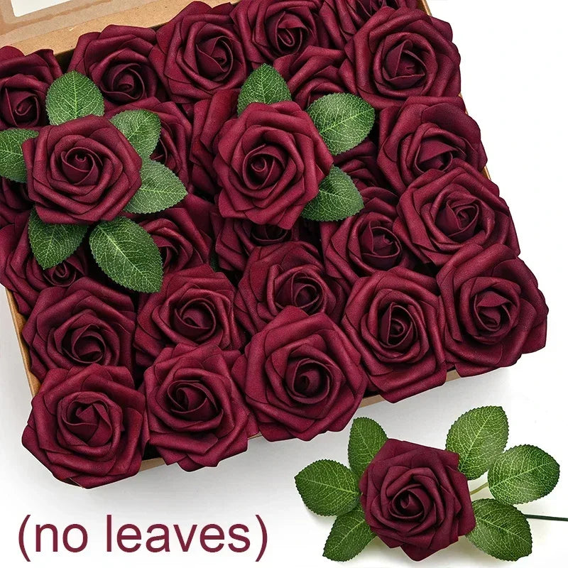 30/10PCS Artificial Foam Rose Flower Heads Bride Bouquet Flower for Home Wedding Party Table Decoration DIY Scrapbook Supplies