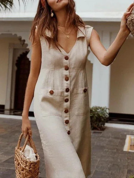 Summer Casual Loose Dress For Women Holiday Beach Party Sundress Elegant Sleeveless Dresses Womens Clothing New Robe Female