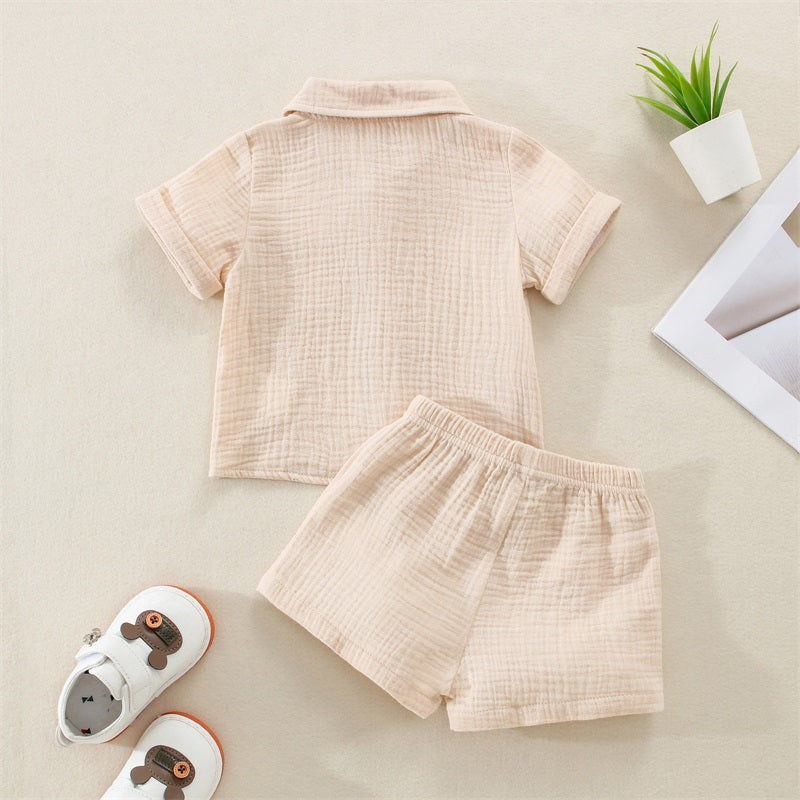 VISgogo 0-3 Years Baby Boys Girls Clothes Sets Infant Newborn Short Sleeve T-shirt Short Pants Summer Solid Color Casual Outfit