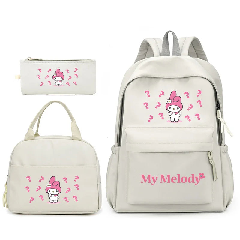 3pcs/Set My Melody Backpack with Lunch Bag for Teenagers Student School Bags Casual Comfortable Travel Set