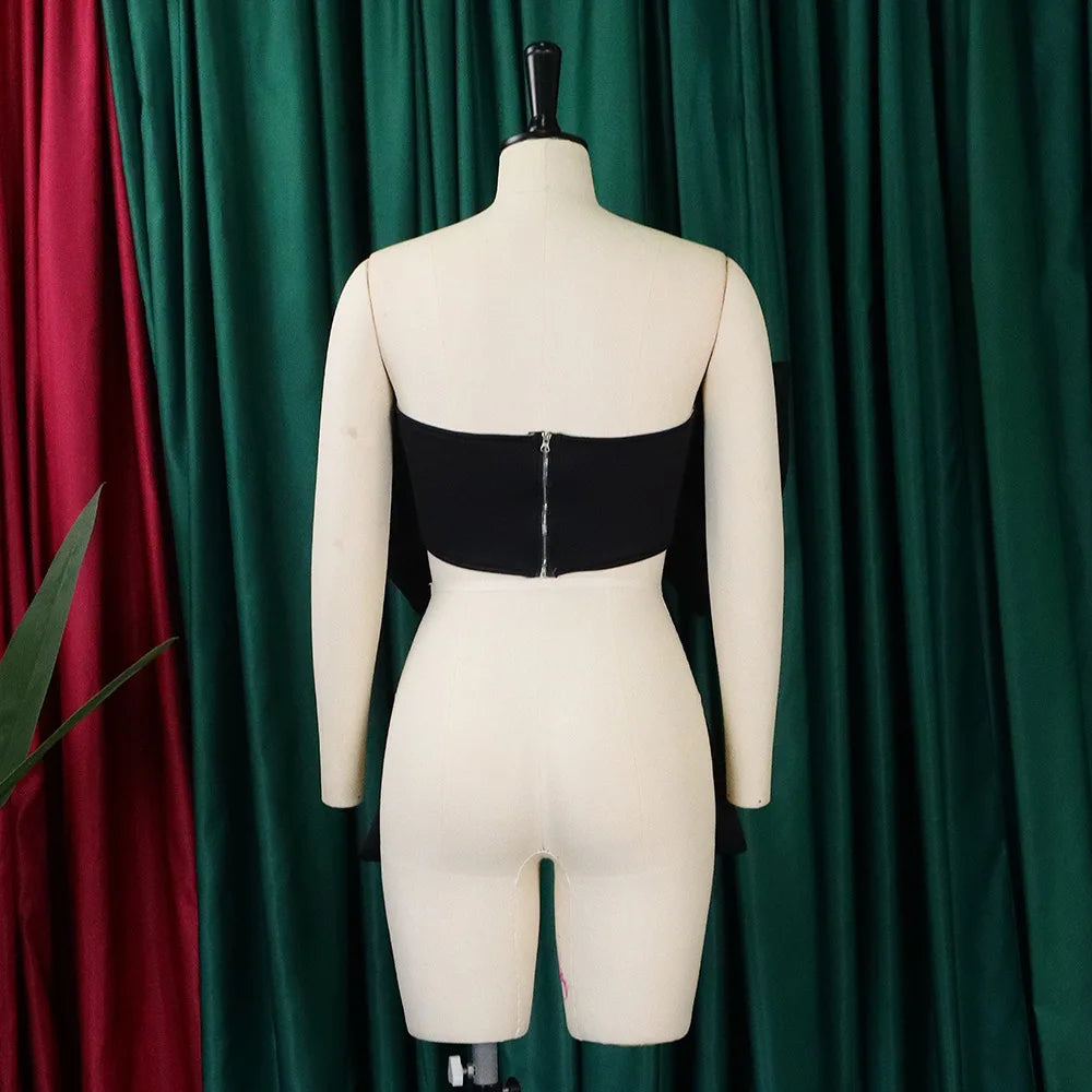 Sexy Blouse & Shirts for Woman Off the Shoulder Backless Big Bow Decorate Zipper Closure Fashion Ladies Evening Night Club Tops