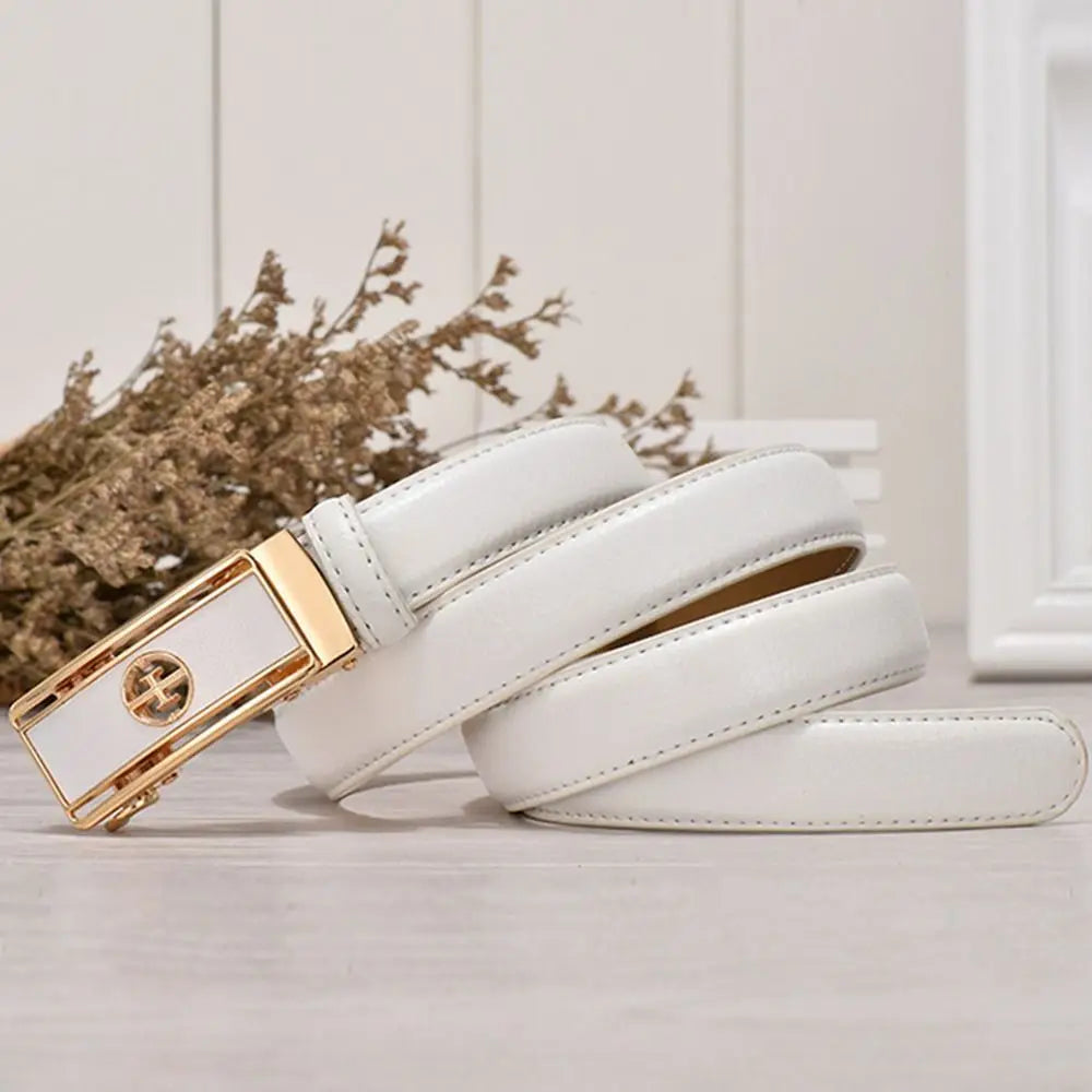 Casual Elegant Luxury Famous Designer Genuine Leather Belt Ladies Dress Belts Pants Bands Automatic Buckle Waistband