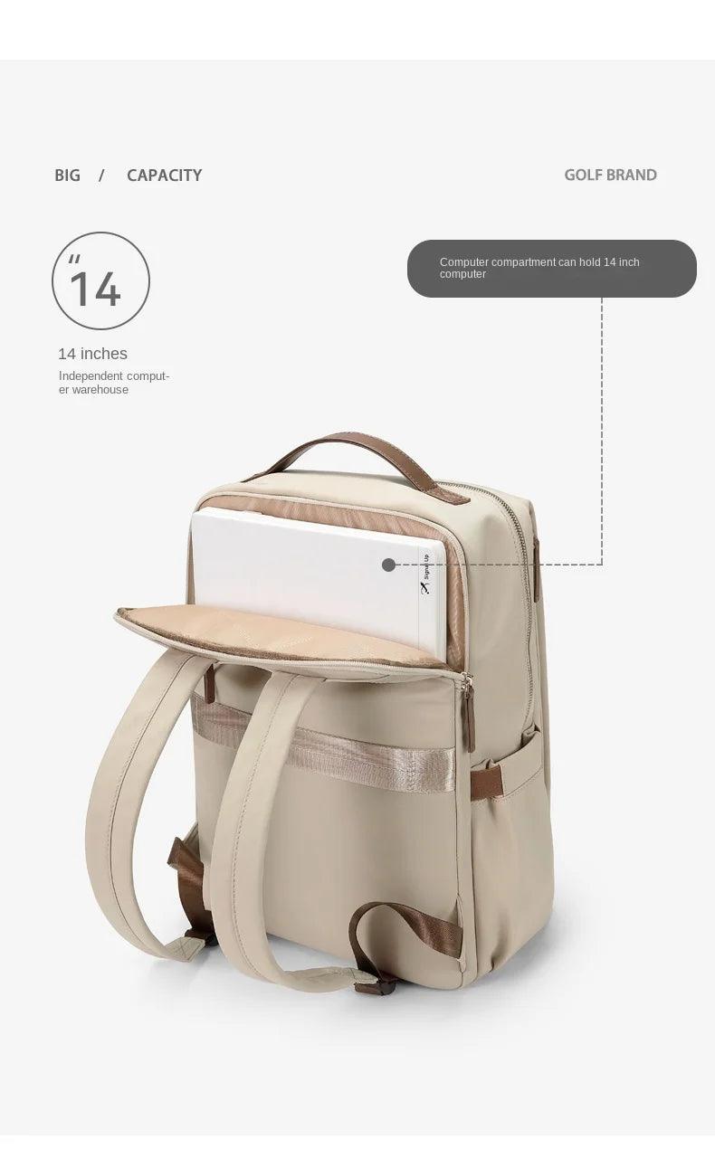 GOLF Laptop Backpack Women Elegant 14 inch Notebook Bags Waterproof Backpacks Woman Work Back Pack Casual Multi Pockets Bagpack