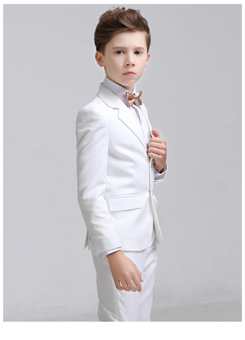 Formal Boys Suit For Wedding Children White Party Blazers Pants Baptism Outfit Kids Costume Gentlemen Teenager Prom Tuxedos Set