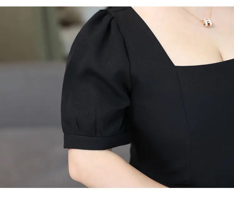 Large size women's 10xl 150kg dress big size 6xl 7XL 8xl 9xl summer aromatic collar short sleeve loose oversized black dress