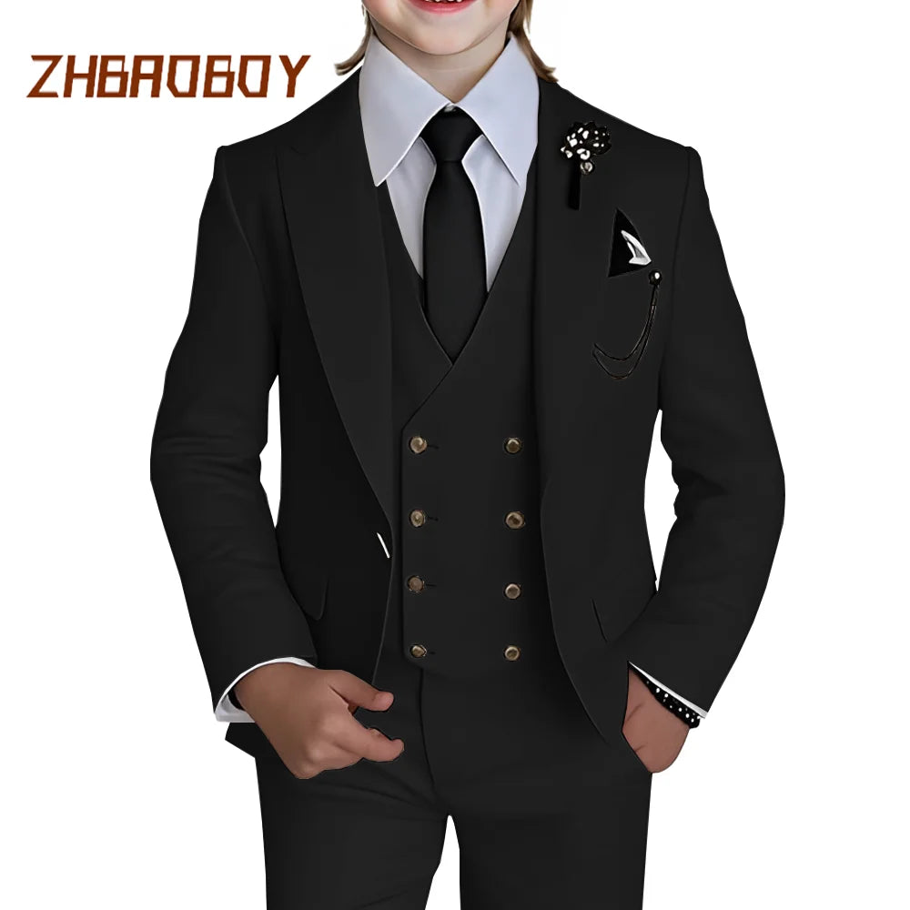 Boy's 3 Piece Suit Slim Fit Suit One Button Formal Wedding Suits Prom Dress Suit