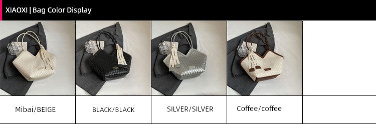 Fancy Western Style Large Capacity Bag Female 2024 New Arrival Autumn Springtide Flow Woven Shoulder Bag Commuter Tote