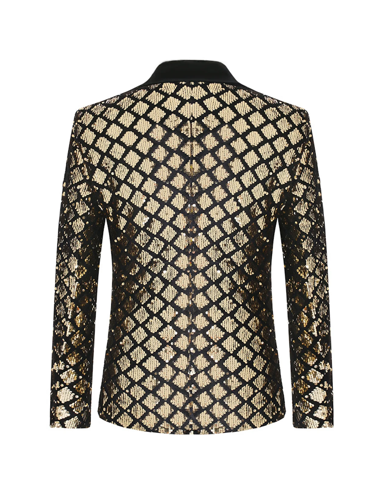 Fashion Men Luxurious Sequin Plaid Suit Jacket Stage Performance Street Performer Casual Blazer Men's Coat Long Sleeved Top