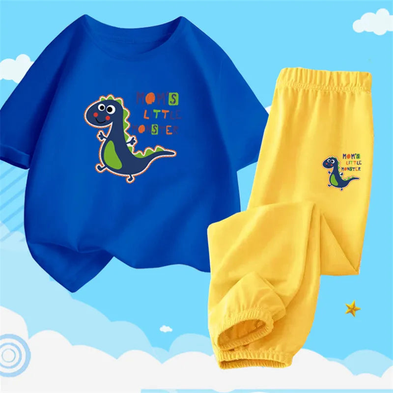 Boys Summer Clothes Set Kids Cartoon Space T shirts+Loose Harlan pants Suit 2PCS Pack Teens Sports Clothing Sets