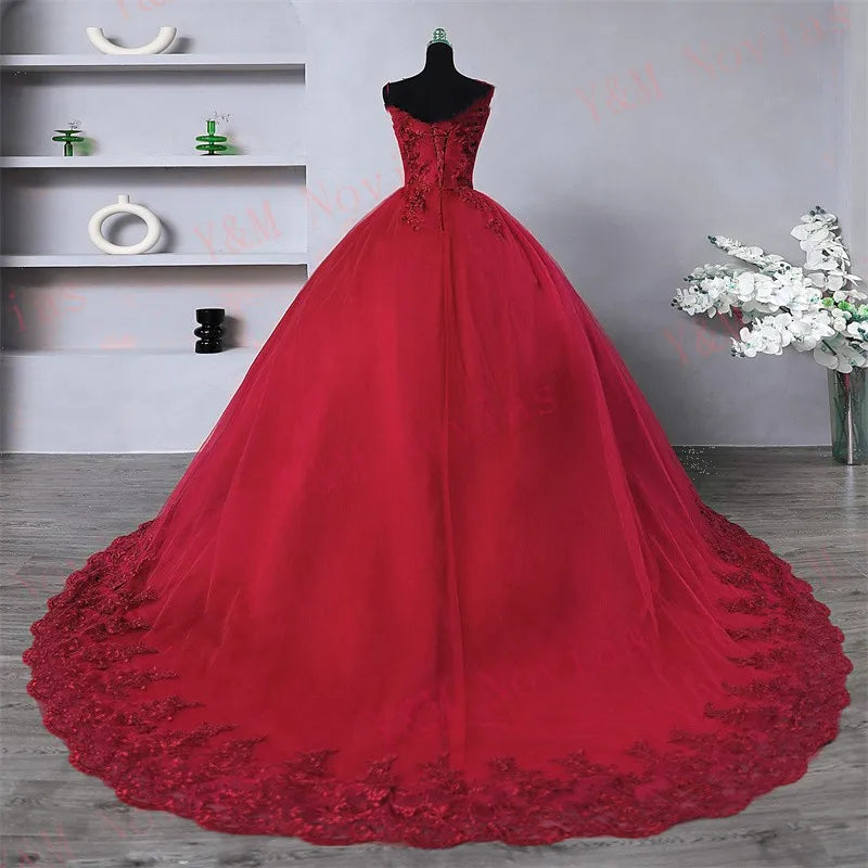 Customized Color Sweet 16 Dress Pink Off Shoulder Plus Size Vestido De Noiva Purple Quinceanera Dress Ball Gown Flower Women