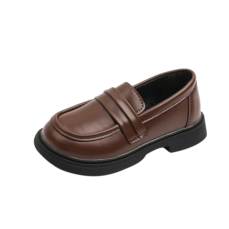 Girls Loafers Round-toe Children Fashion Princess Leather Shoes for Party Wedding Boys Kids Uniform School Shoes Soft All Match