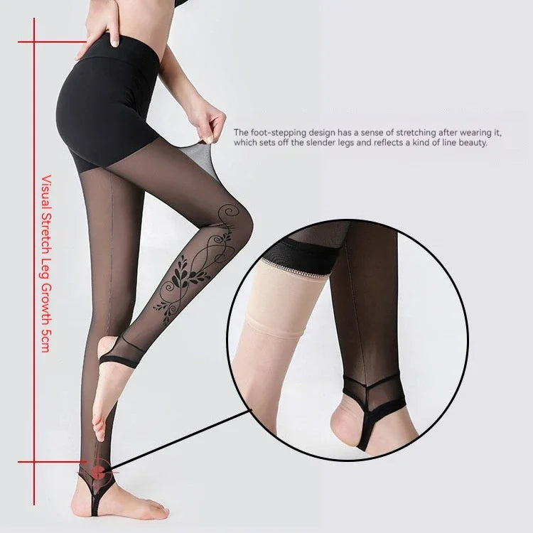 Winter Warm Leggings Sexy Slim Translucent Pantyhose Nylon Tights High Waist Elastic Wool Sock Pants Women Thermal Legging