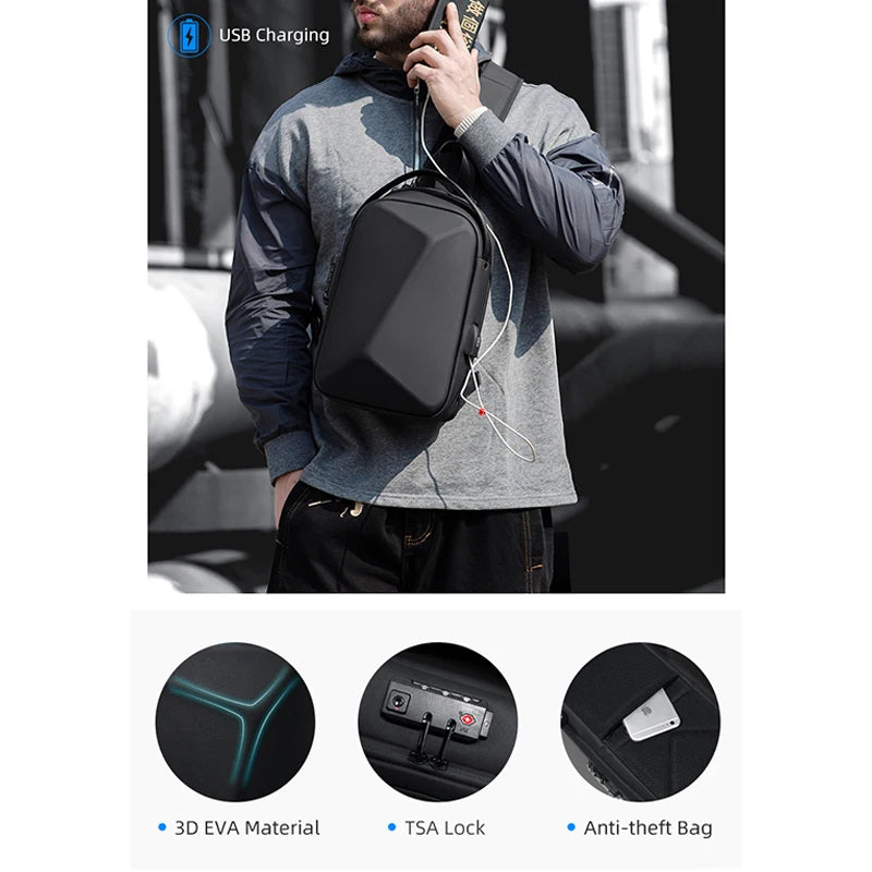 Swiss Men‘s 15.6 Inch Laptop Backpack Expandable PC Hard Shell Bag TSA Anti-theft Waterproof Backpacks USB Business Travel Bag