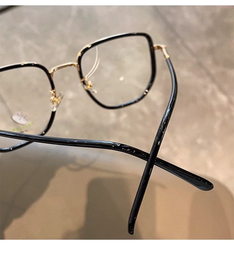 New women square polygon glasses for girl female metal frame glasses plain glasses Nearsighted Eyewear Glasses -1.0 -2.5 -2
