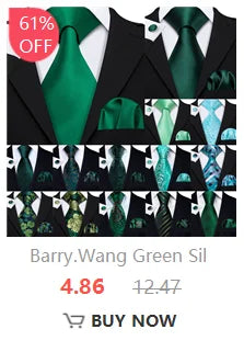 Barry.Wang Gold Silk Mens Tie Hanky Cufflinks Set Yellow Beige Orange Luxury Jacquard Necktie For Male Wedding Business Party