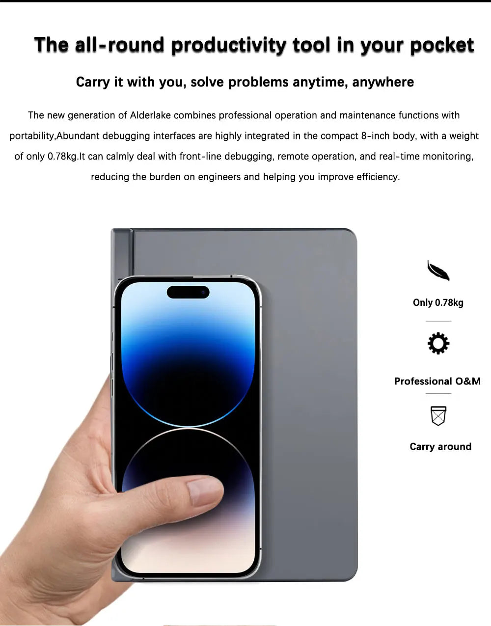 Mini Laptop 8 inch HD Touch Screen Mini Computer Windows 11 Pro Intel N100 4 Cores 2-in-1 Pocket PC 12GB LPDDR5 RAM 1TB M.2 SSD