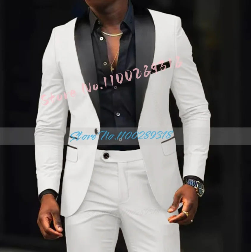 Men's Suit Jacket Autumn Slim Fit One Button Blazer Fashion New Formal England Male Dress Coat Trousers Pants 2 Pieces Set