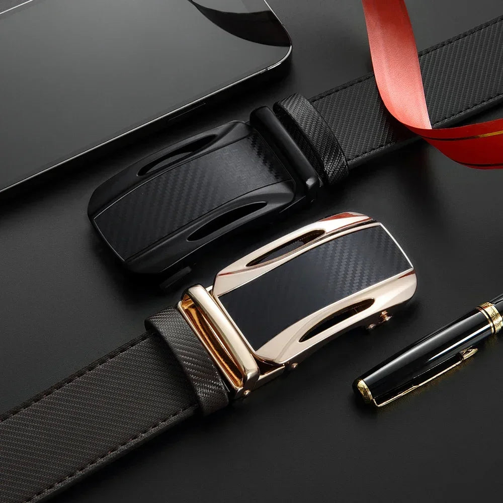 Men Belts Genuine Leather Luxury Famous Brand Belt Automatic Buckle Leather Mens Belt New Fashion Jeans Office Work Casual Belt