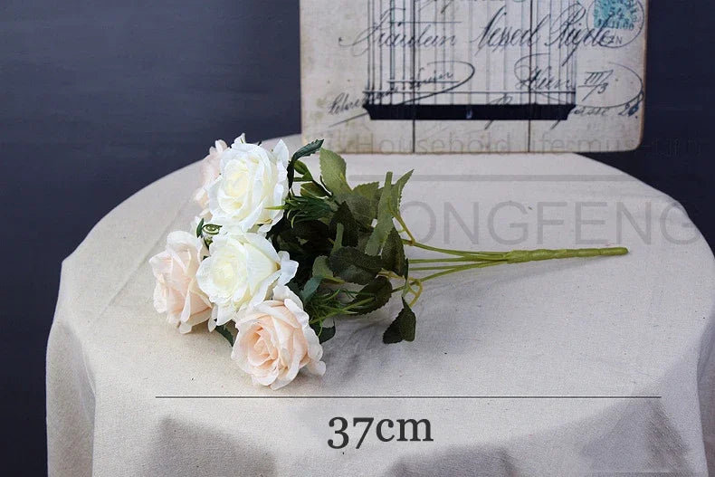 High-quality Silk Orange Rose Artificial Flowers for Wedding Decoration, Big and Realistic.
