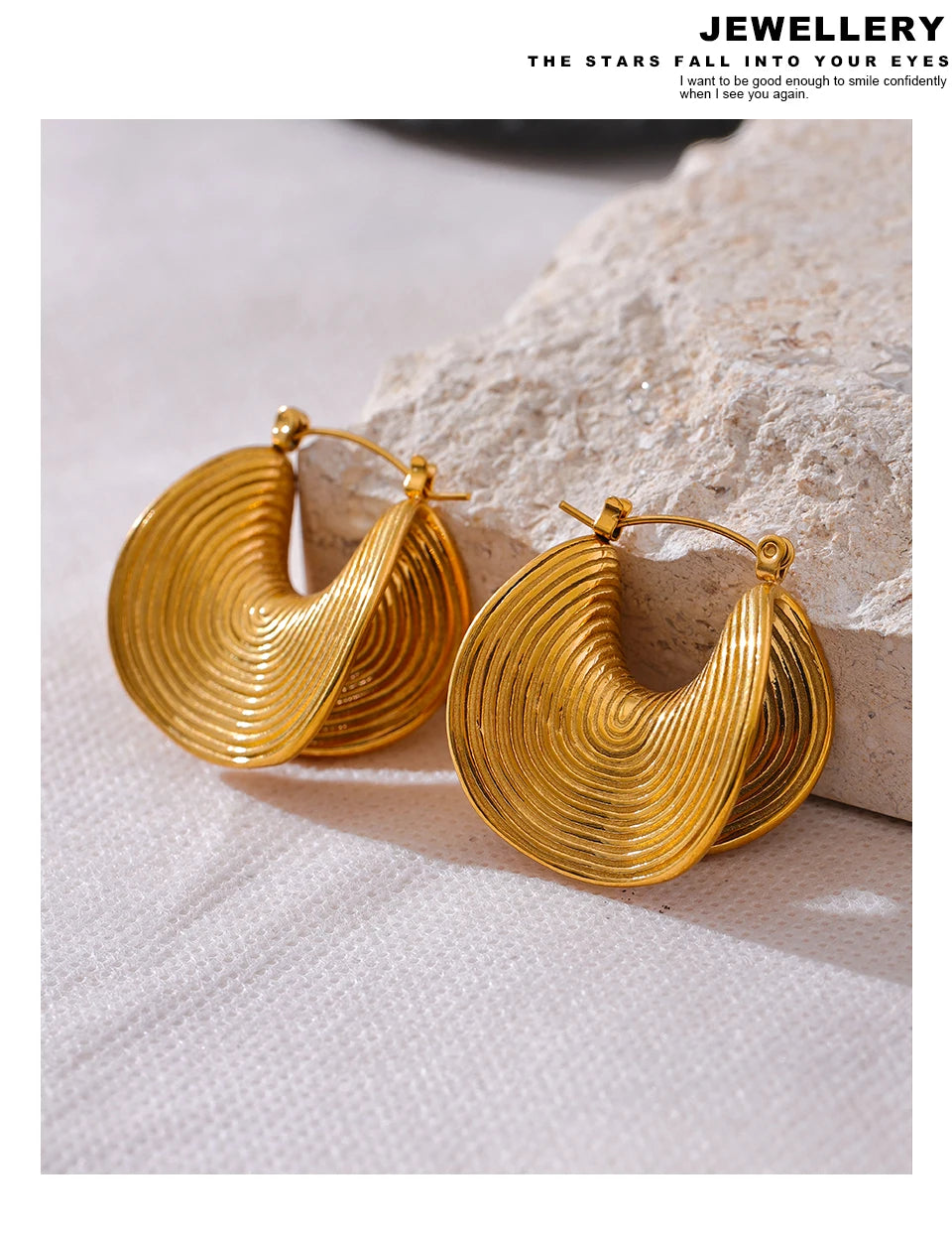 Yhpup Stylish Unique Stainless Steel Geometric Statement Waterproof Earrings Creative Metal Gold Color Temperament Jewelry Women