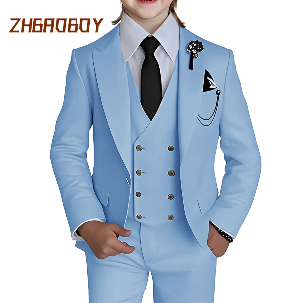 Boy's 3 Piece Suit Slim Fit Suit One Button Formal Wedding Suits Prom Dress Suit