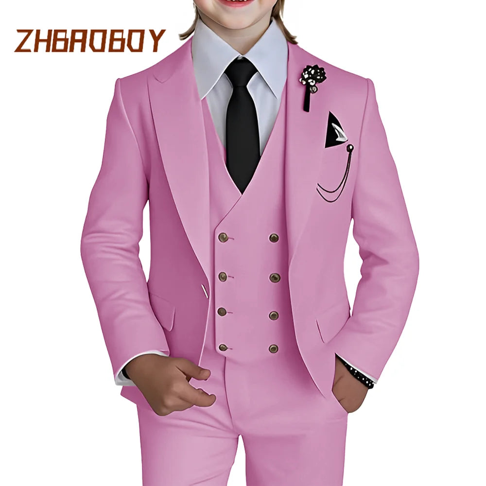 Boy's 3 Piece Suit Slim Fit Suit One Button Formal Wedding Suits Prom Dress Suit
